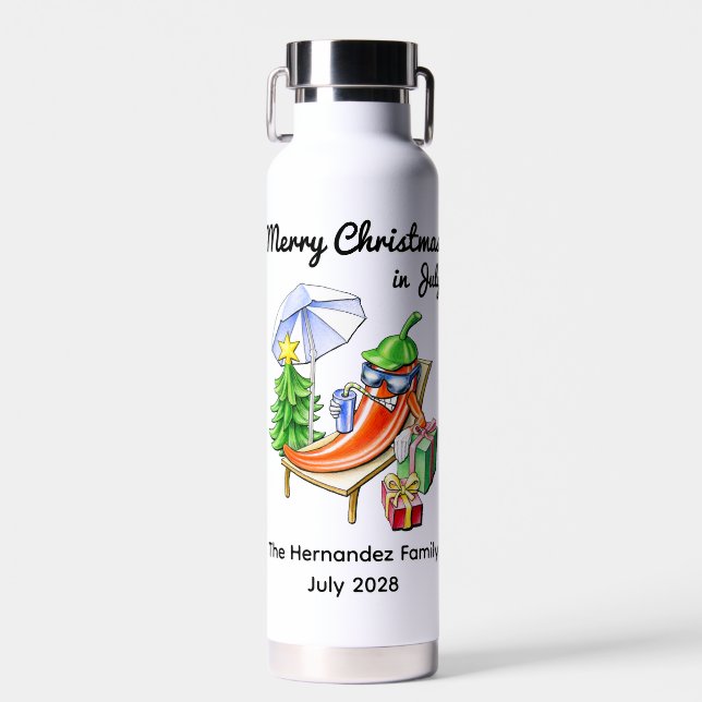 White Christmas in July Tropical Summer Holiday Trinkflasche (Vorne)