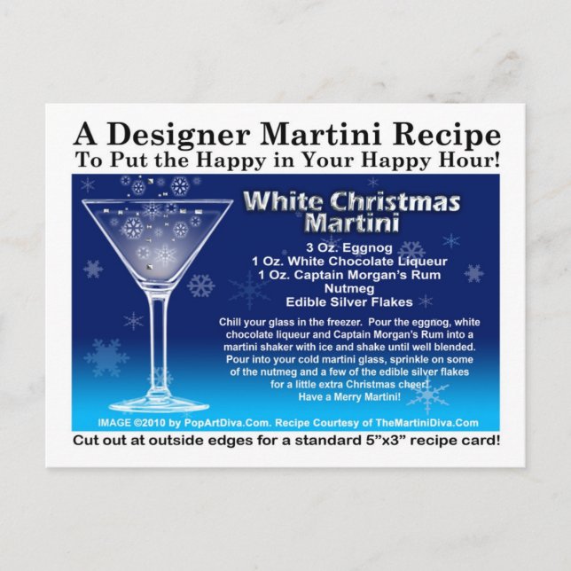 White Christmas Martini Rezept Postcard Postkarte (Vorderseite)