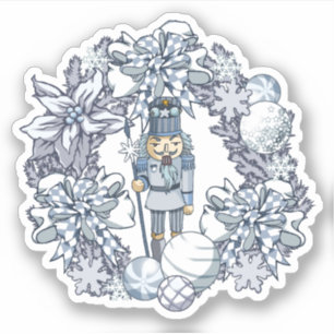 White Christmas Nutcracker Wreath Aufkleber