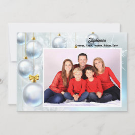 White Christmas Ornaments personalize with Photo Feiertagskarte