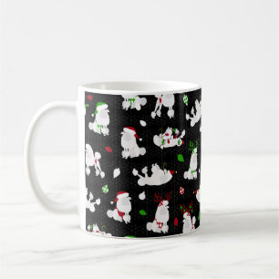 White Christmas Poodles Black Coffee Tasse