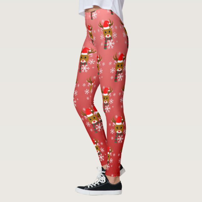 White Christmas Rudolph, der Rotnasen-Rentier Leggings (Links)
