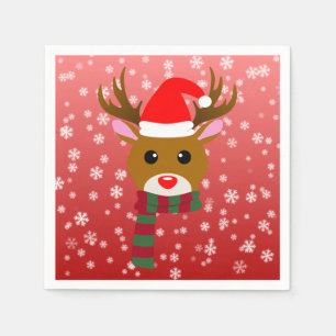 White Christmas Rudolph, der Rotnasen-Rentier Serviette