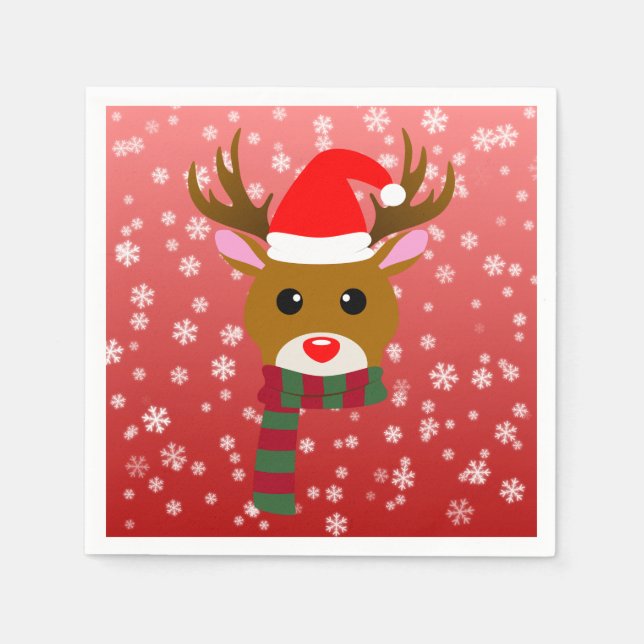 White Christmas Rudolph, der Rotnasen-Rentier Serviette (Vorderseite)