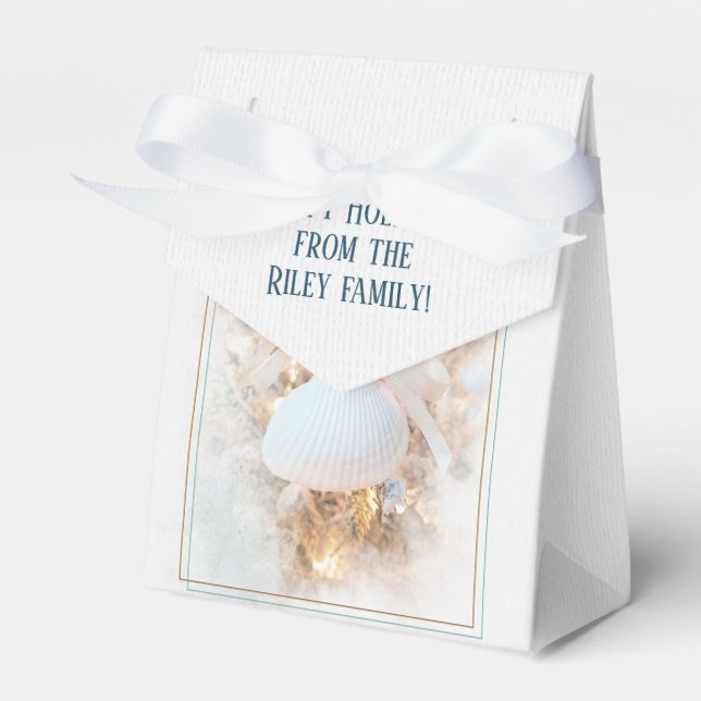 White Christmas Seashell Ornament Geschenkschachtel (Vorderseite)