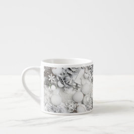 White Christmas Silver Collage Tasse