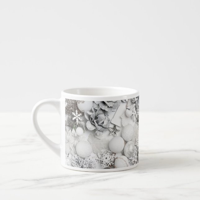 White Christmas Silver Collage Tasse (Links)