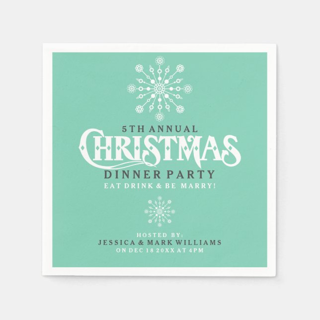 White Christmas Snowflake Dinner Party Design Serviette (Vorderseite)