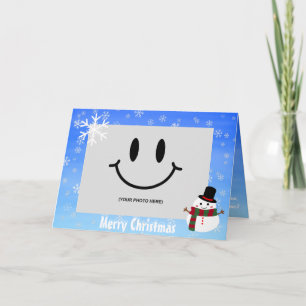 White Christmas Snowman Foto Karte