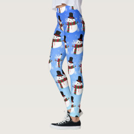 White Christmas Snowman Leggings