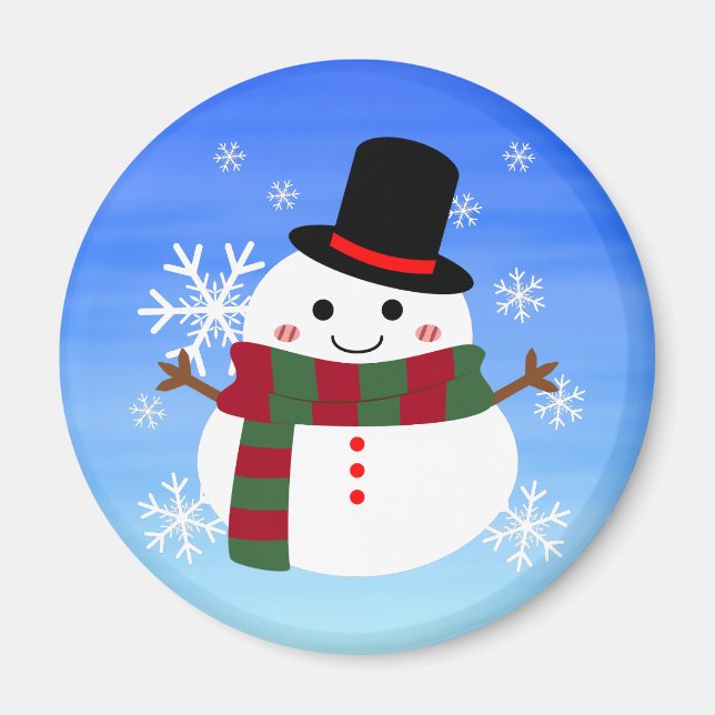 White Christmas Snowman Magnet (Vorne)