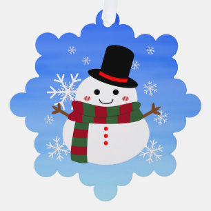 White Christmas Snowman Ornament Karte