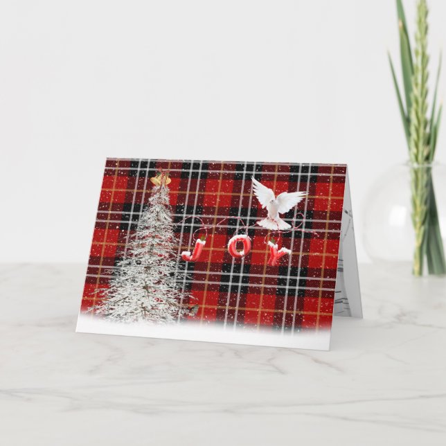 White Christmas Tree and Dove Card Karte (Vorderseite)