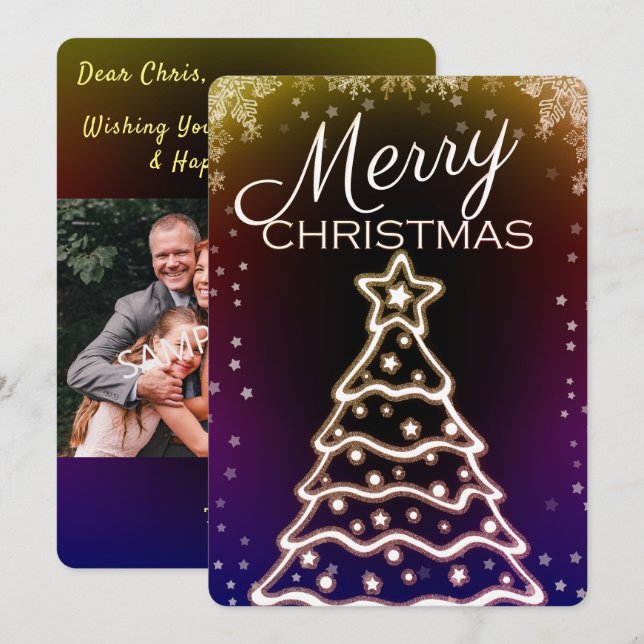 White Christmas Tree Foto Grußkarten Einladung (Vorne/Hinten)