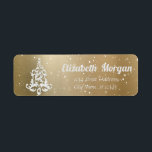 White Christmas Tree Gold Feiertag, Weihnachten<br><div class="desc">Weißer Weihnachtsbaum auf goldenem Hintergrund. Ein elegantes und raffiniertes Design. Passen Sie Ihre Namen und Adressdaten an.</div>