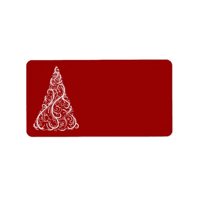 White Christmas Tree on Red Adressaufkleber (Vorne)