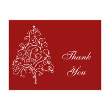 White Christmas Tree on Red Danke