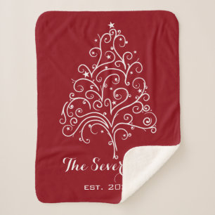 White Christmas Tree on Red Sherpadecke