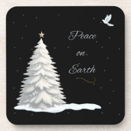 White Christmas tree Peace Untersetzer