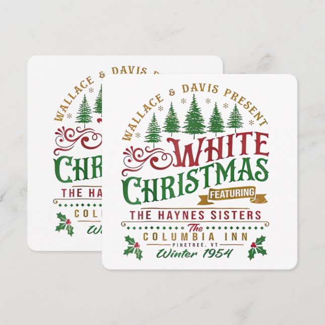 White Christmas Wallace und Davis Haynes Sister Einladung (Vorne/Hinten)