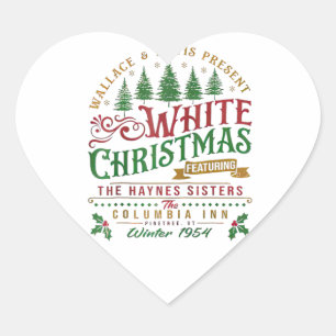 White Christmas Wallace und Davis Haynes Sister Herz-Aufkleber
