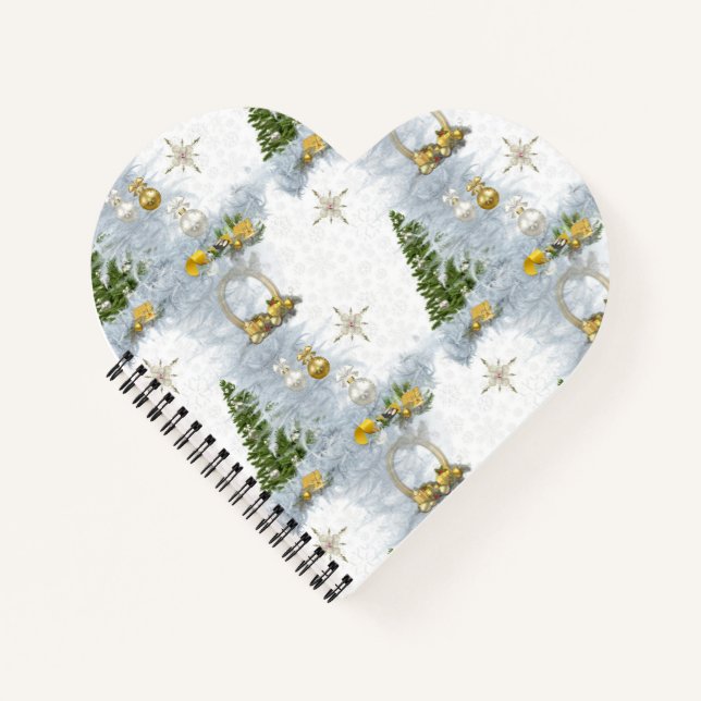 White Christmas Wedding Repeat Design Notizbuch (Vorderseite)