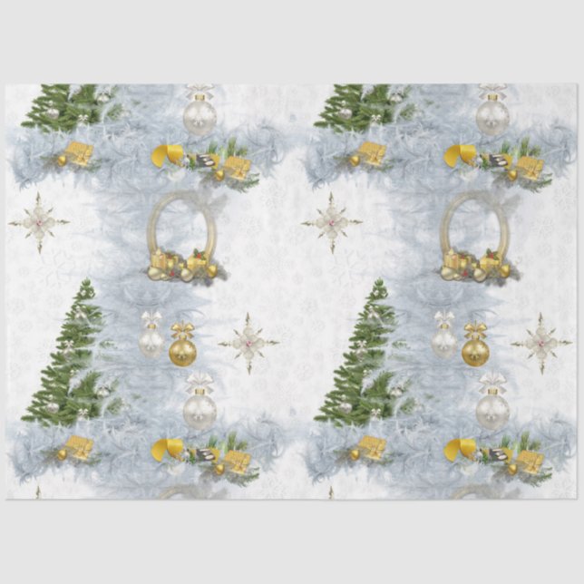 White Christmas Wedding Repeat Design Seidenpapier (Vorderseite)