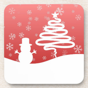 White Christmas Winter Wonderland Snowman Tree Getränkeuntersetzer