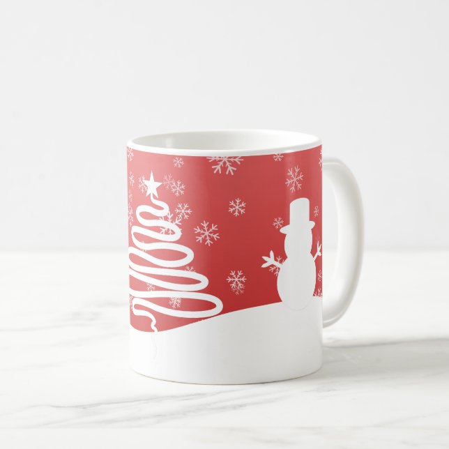 White Christmas Winter Wonderland Snowman Tree Kaffeetasse (VorderseiteRechts)