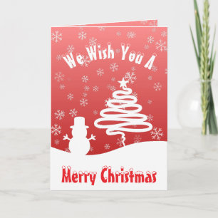 White Christmas Winter Wonderland Snowman Tree Karte