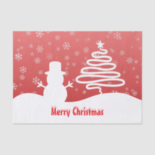 White Christmas Winter Wonderland Snowman Tree Seidenpapier