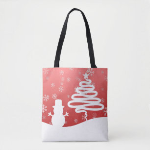White Christmas Winter Wonderland Snowman Tree Tasche