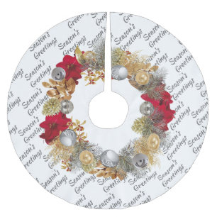 WHITE Christmas Wreath Polyester Weihnachtsbaumdecke