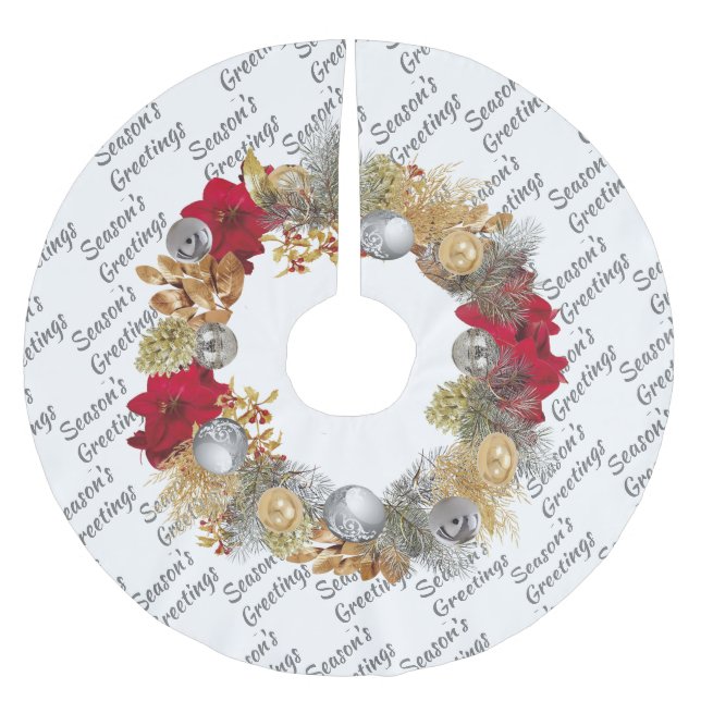 WHITE Christmas Wreath Polyester Weihnachtsbaumdecke (Vorderseite)