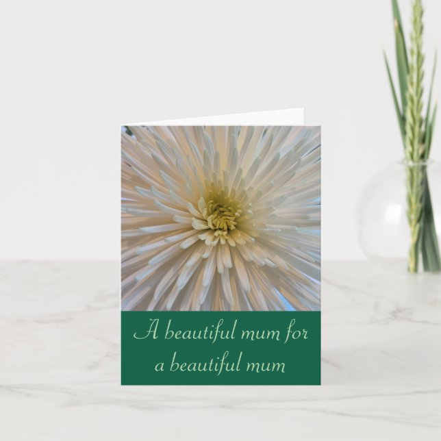 White Chrysanthemum Grußkarte für Mama Karte (Vorderseite)