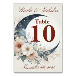 White & Cinnamon Moonflower Wedding Tischnummer