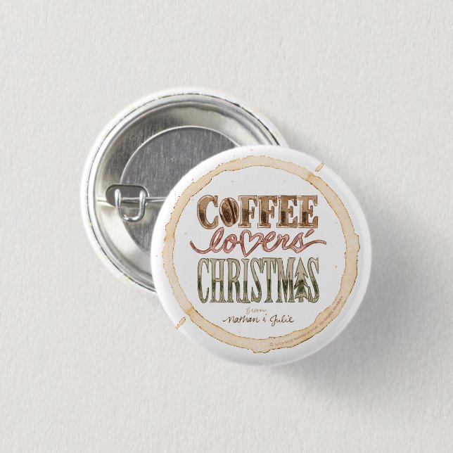White Circle Coffee Lovers's Christmas Button (Vorne & Hinten)