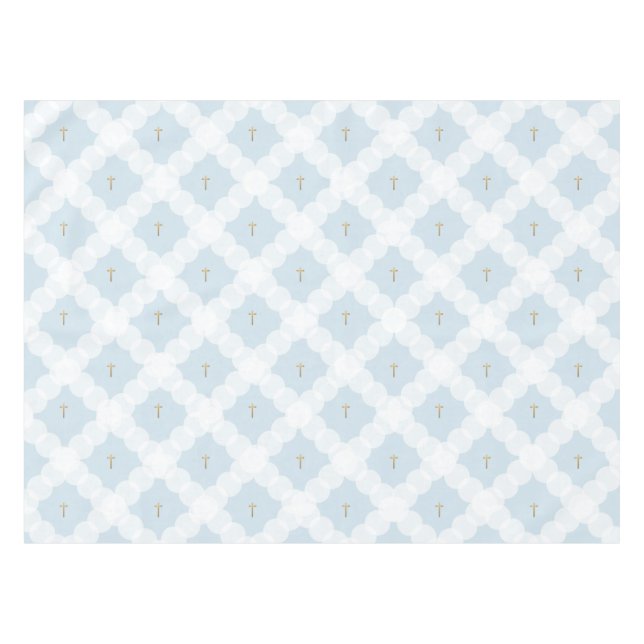 White Circles Gold Kreuz Christliche Taufe Tischdecke (Vorderseite (Horizontal))