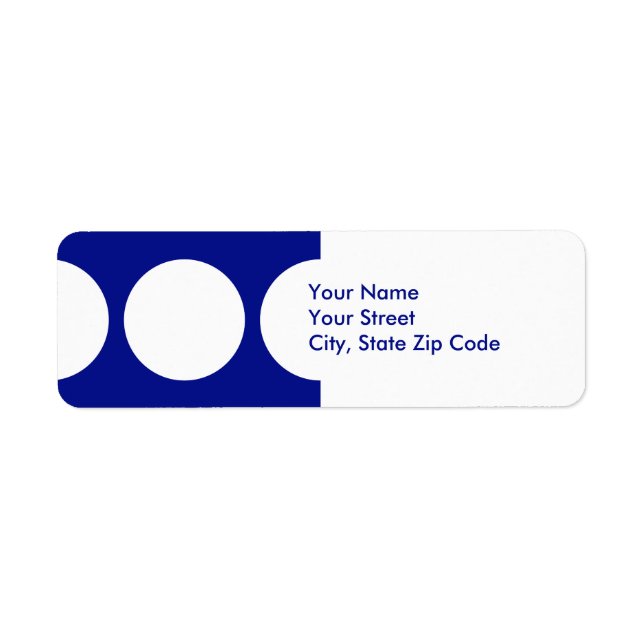White Circles on Blue return address label (Vorne)