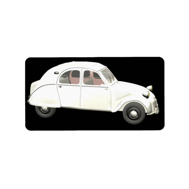 White Citroen 2CV Adressaufkleber (Vorne)