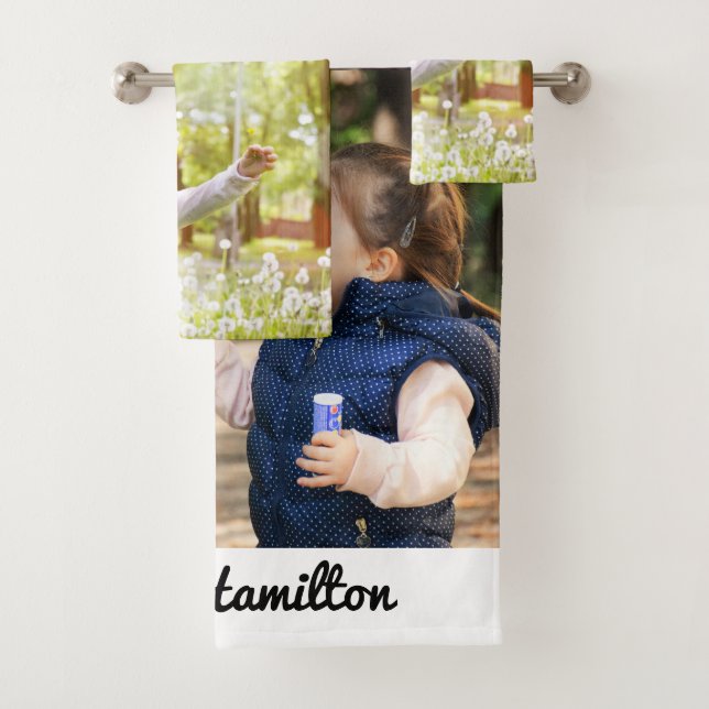 White Classic Foto Collage Keepake Badhandtuch Set (Insitu)