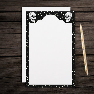 White Classic Skull Halloween Goth Briefpapier
