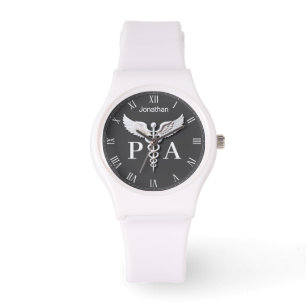 White Clean Medical Caduceus Arzt Assistentin Armbanduhr