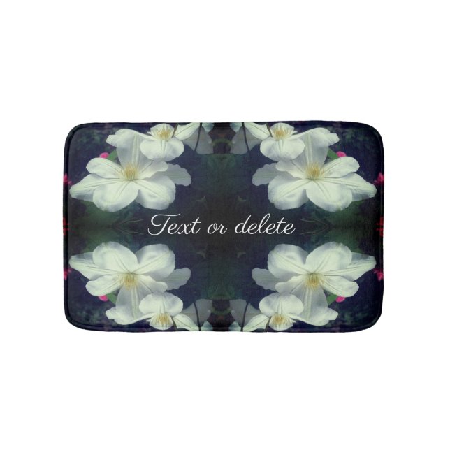 White Clematis Blume Pair Abstrakt Personalisiert Badematte (Vorderseite)