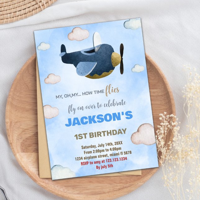 White Cloud Airplane Einladungen zum Geburtstag (White Cloud Airplane Birthday Invitations)