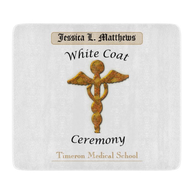 White Coat Ceremony Gold Medical, Square Gift Item Schneidebrett (Vorderseite)