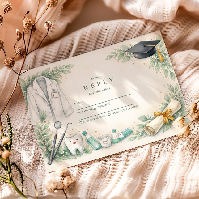 White Coat Dentist Graduation Celebration RSVP Karte (Von Creator hochgeladen)