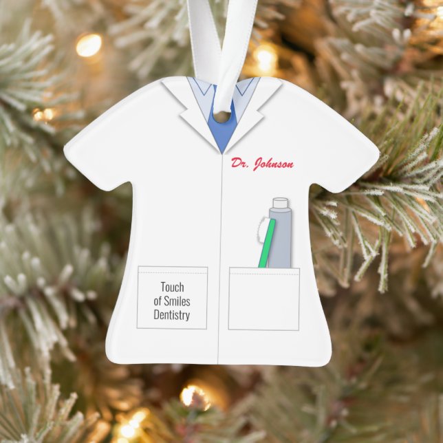 White Coat Dentist Ornament (Baum)