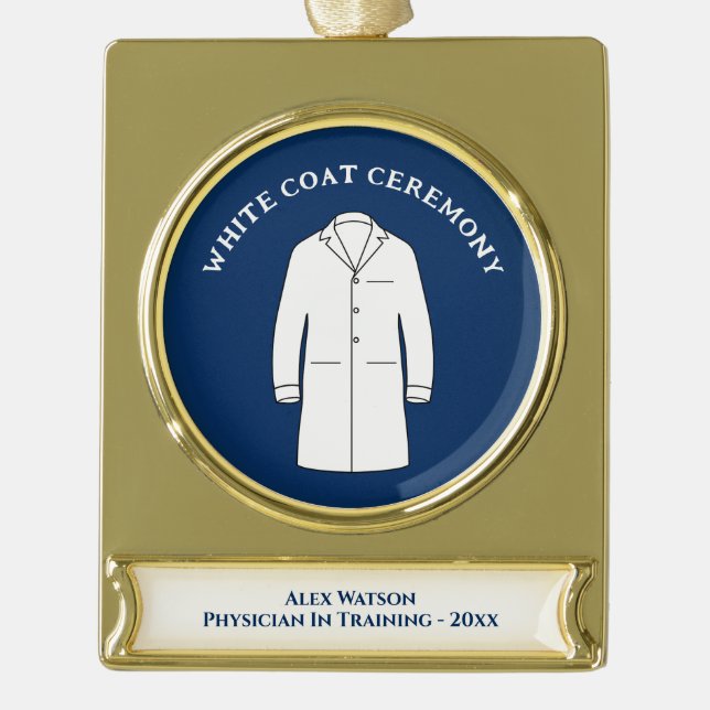 White Coat Medical Science Doktor Banner-Ornament Gold (Vorderseite)