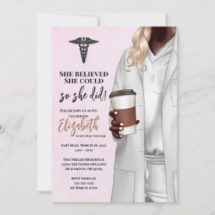 White Coat Médicale School Graduation Invitation